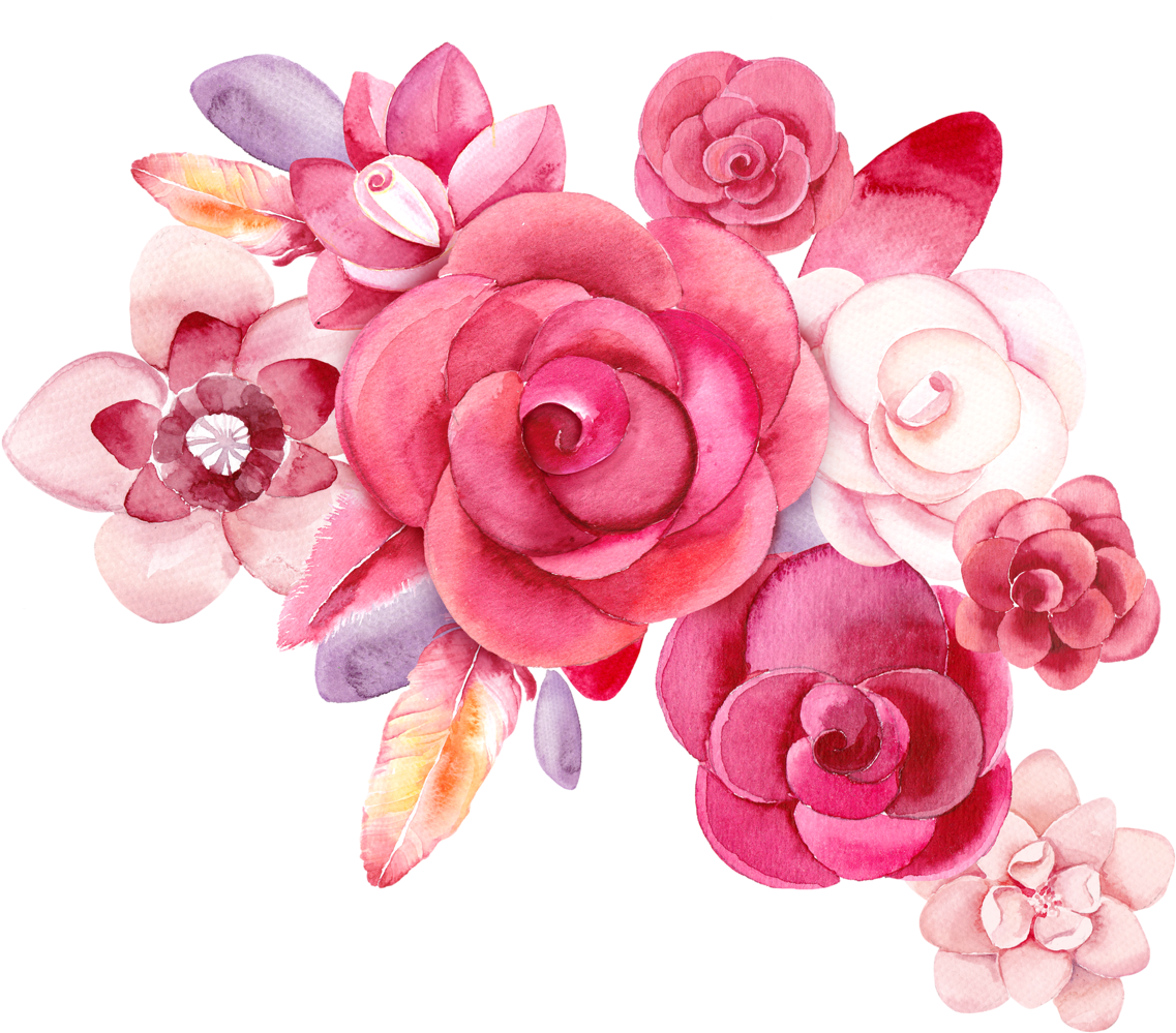 4 Cards - Watercolor Flower Drawing Png (1280x1124), Png Download
