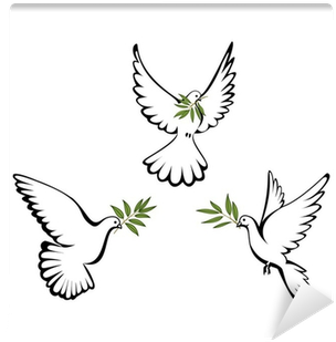 Three Flying Doves Vinyl Wall Art, Size Medium (400x400), Png Download
