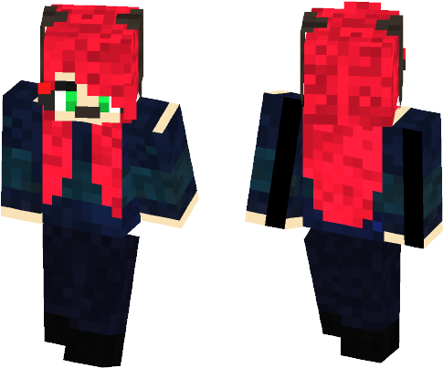 Red Hair [with Dog Ears) - Lil Uzi Vert Minecraft Skin (584x497), Png Download