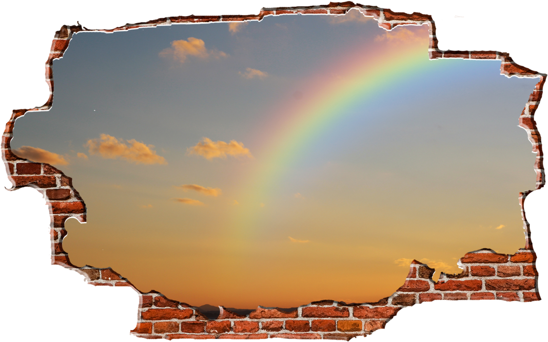 Zapwalls Decals Rainbow Sunset Sky Breaking Wall Nature - Chicago Skyline (1280x750), Png Download