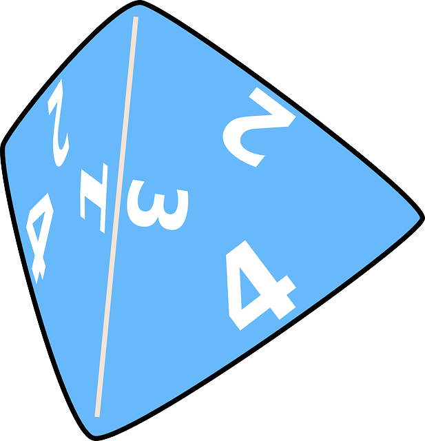 Game Blue, White, Dice, Triangle, Color, Colour, Shape, - Four Sided Dice (617x640), Png Download