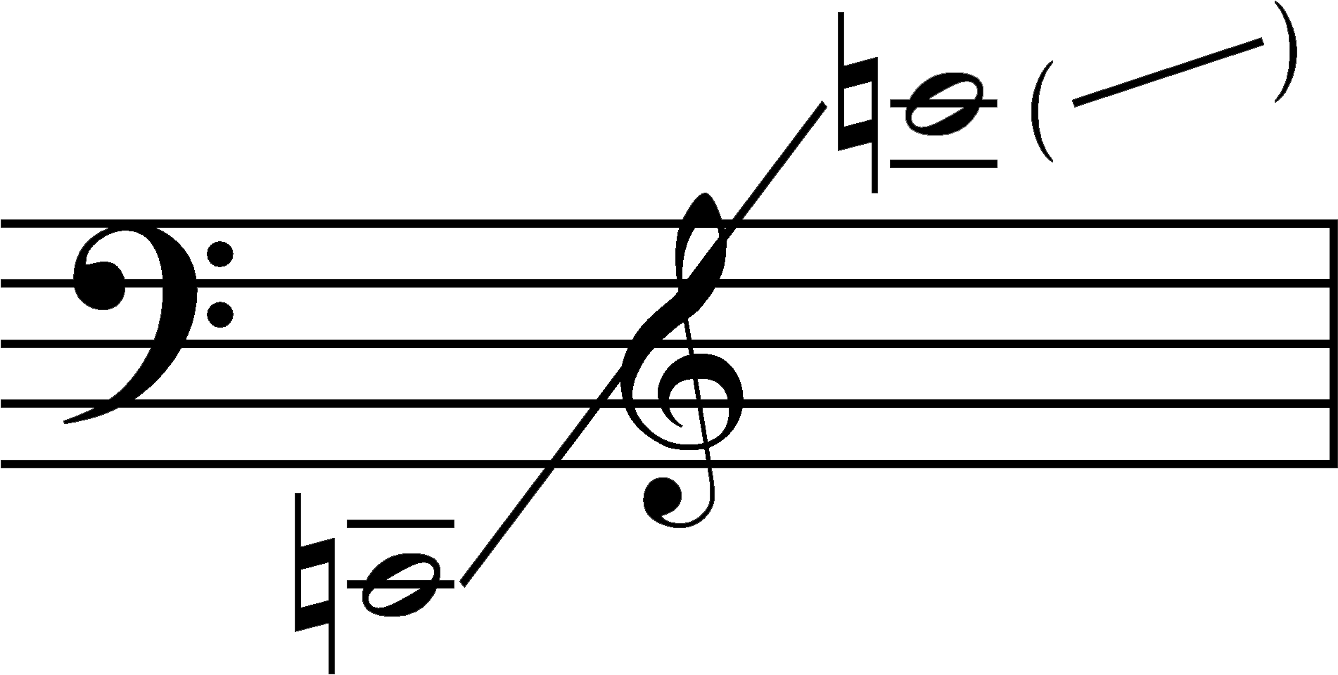 Range Of Horn - Bass Clef (1902x960), Png Download