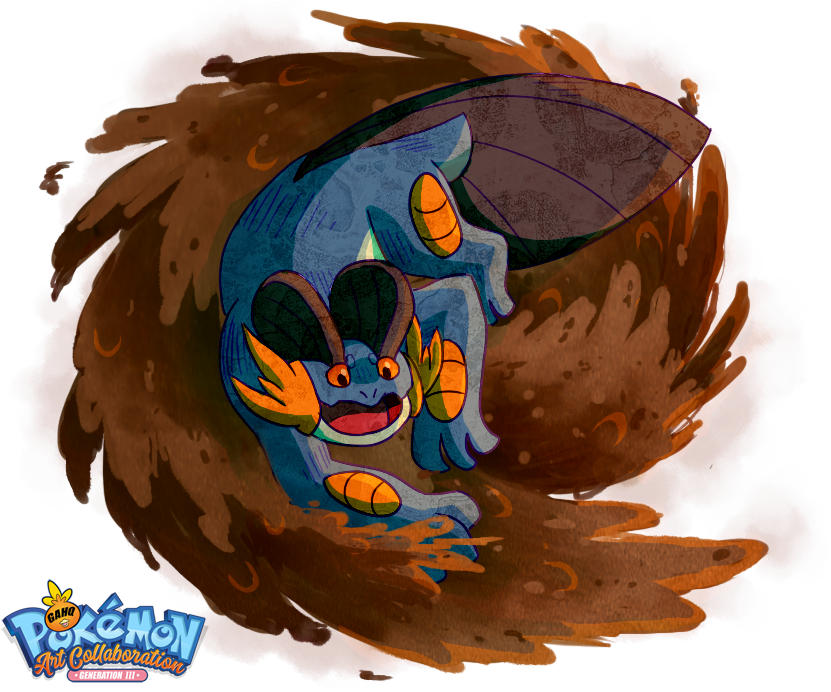 #260 Swampert Used Muddy Water And Surf In Our Pokemon - Digital Art (840x700), Png Download