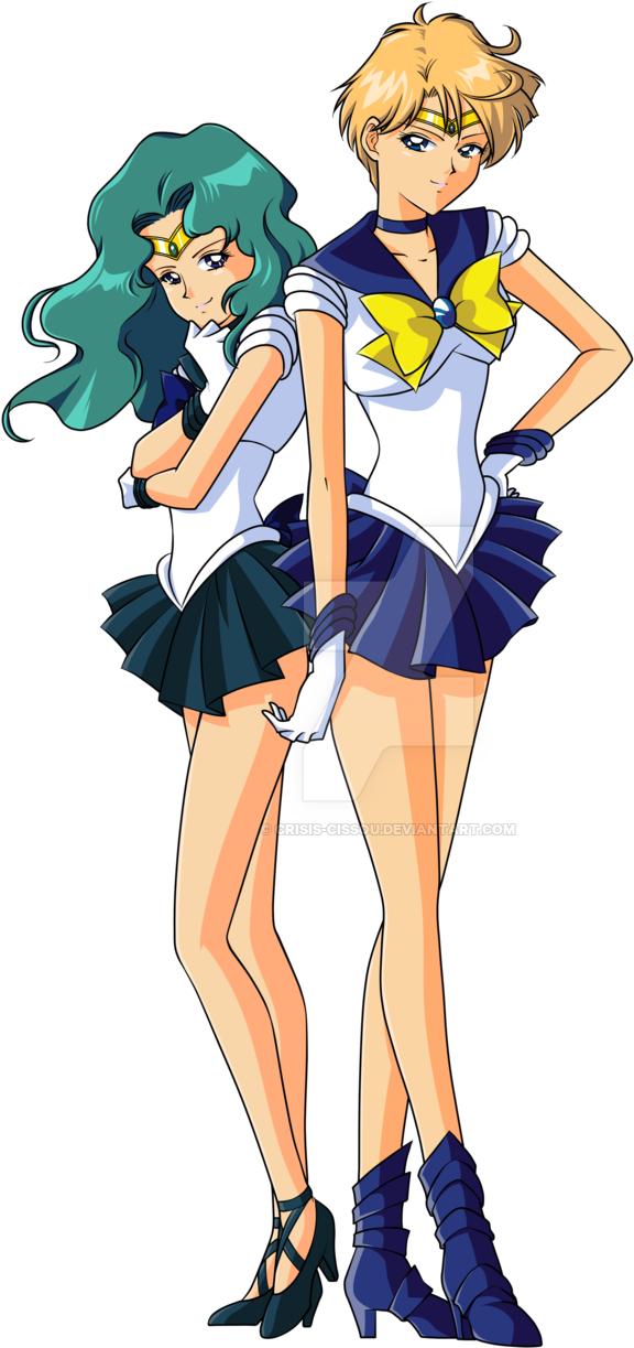 Sailor Neptune And Sailor Uranus By Crisis-cissou - Sailor Saturn And Neptune (900x1273), Png Download