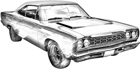 Car Drawing Roadrunner - 1968 Plymouth Roadrunner Drawing (600x400), Png Download
