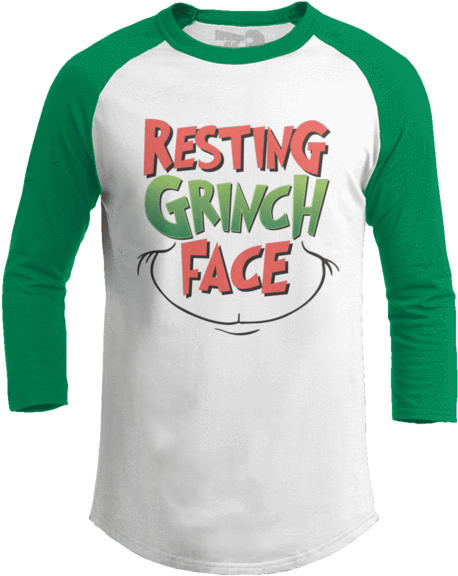 Resting Grinch Face - O.c.d. - Raglan / White/red / S (600x600), Png Download