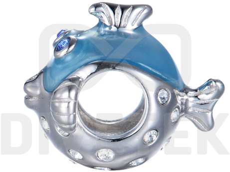 Puffer Fish Bead - Silver (500x500), Png Download