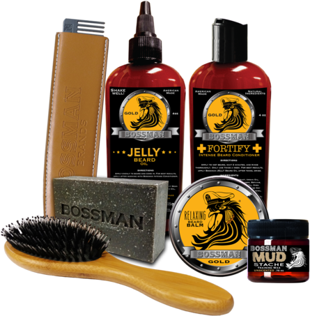 Big Boss Facial Hair Care Package - Bossman Beard Kit - Beard Oil Conditioner And Balm (480x480), Png Download