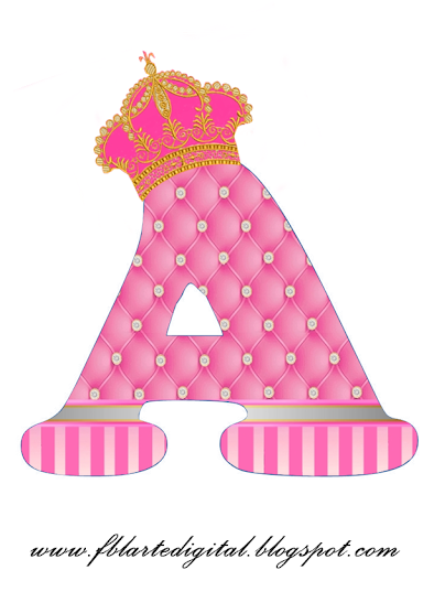 Alfabeto Con Corona Dorada Y Rosa - Letra A Na Cor Rosa (640x576), Png Download