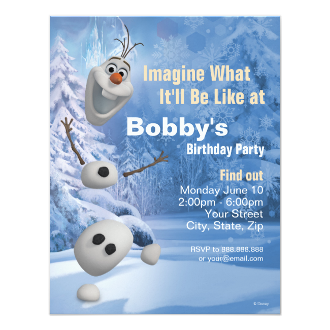 Frozen Olaf Birthday Invitation Personalized Invitation - Disney Frozen Olaf Super Soft Large Heat Transfer Rug (650x650), Png Download