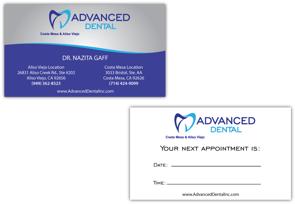 Advanced Dental Business Card Pinnacle Marketing Group - Dental Busniess Card Appointment Online (1000x700), Png Download