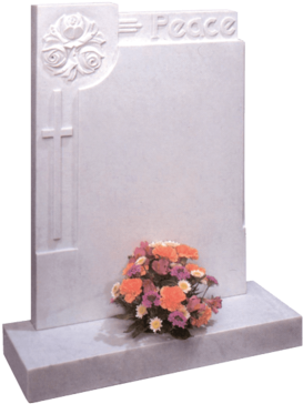 Headstone With Roses, Cross & 'peace' - Marble Headstone (400x400), Png Download