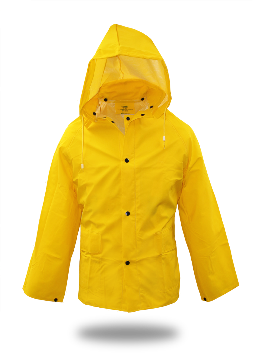 Lined Pvc Rain Jacket - Yellow Raincoat Png (857x1200), Png Download