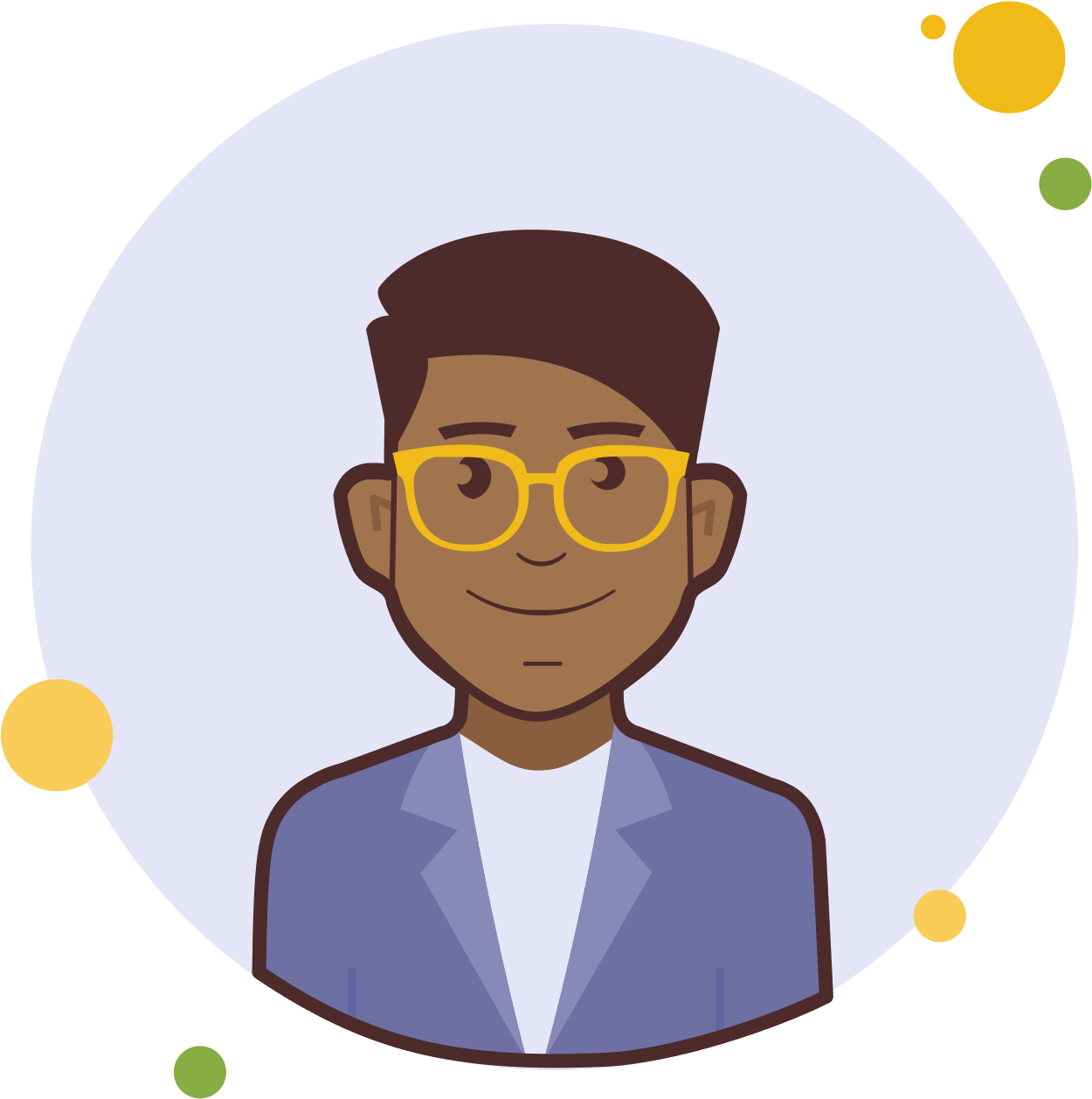 Man With Yellow Glasses In Violet Jacket Icon - Man (1600x1600), Png Download
