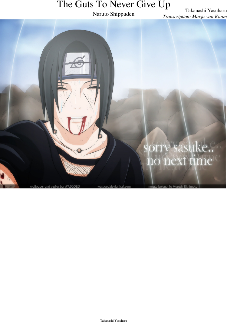 The Guts To Never Give Up Sheet Music Composed By Takanashi - Naruto Guts To Never Give Up (827x1169), Png Download