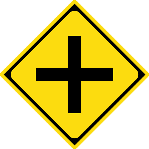 Which Transformation Would Carry This Shape Onto Itself - Traffic Sign Cross Road (500x500), Png Download