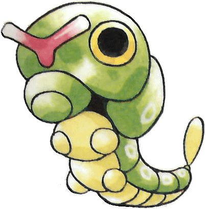 #caterpie From The Official Artwork Set For #pokemon - Caterpie Ken Sugimori (417x418), Png Download