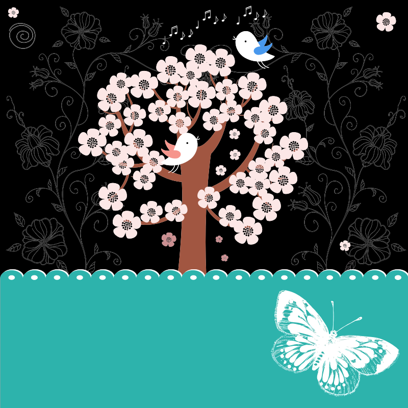 Medium Image - Happy Birthday Birds And Flowers (800x800), Png Download