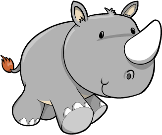 Cartoon Baby Rhino - Cute Cartoon Rhino (372x368), Png Download
