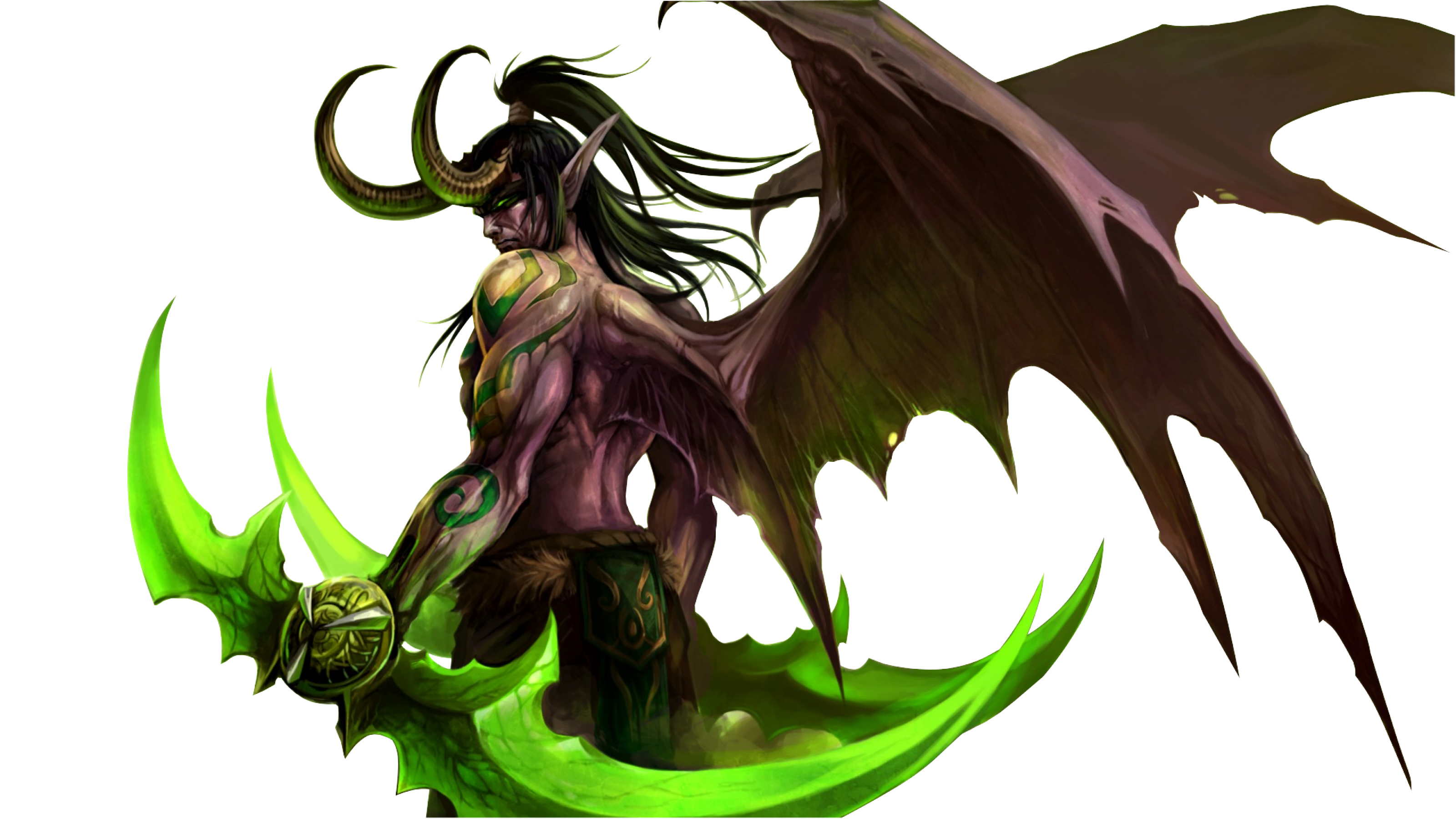 Wow Png Wow Illidan - World Of Warcraft Render (3200x1800), Png Download