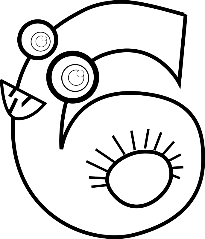 Clipart - Number 6 Clipart Black And White (685x800), Png Download