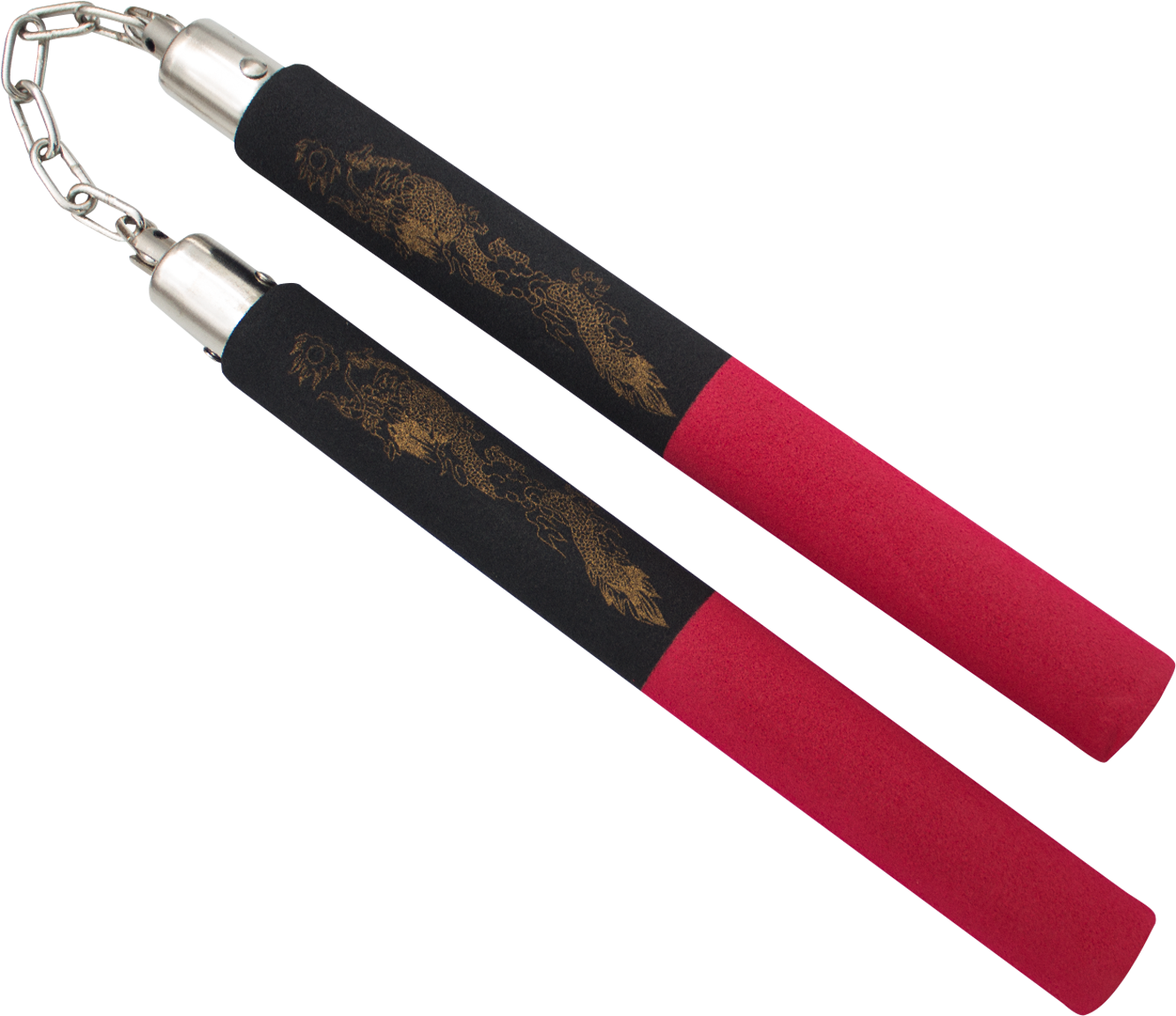 Red Tip Dragon Foam Practice Nunchucks W/ Rope - Transparent Nunchucks (1500x1500), Png Download