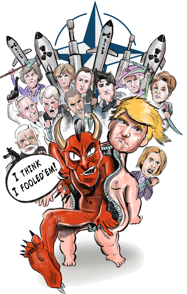 Devil Baby Trump Destroy's Nato Summit 2018 (737x1200), Png Download