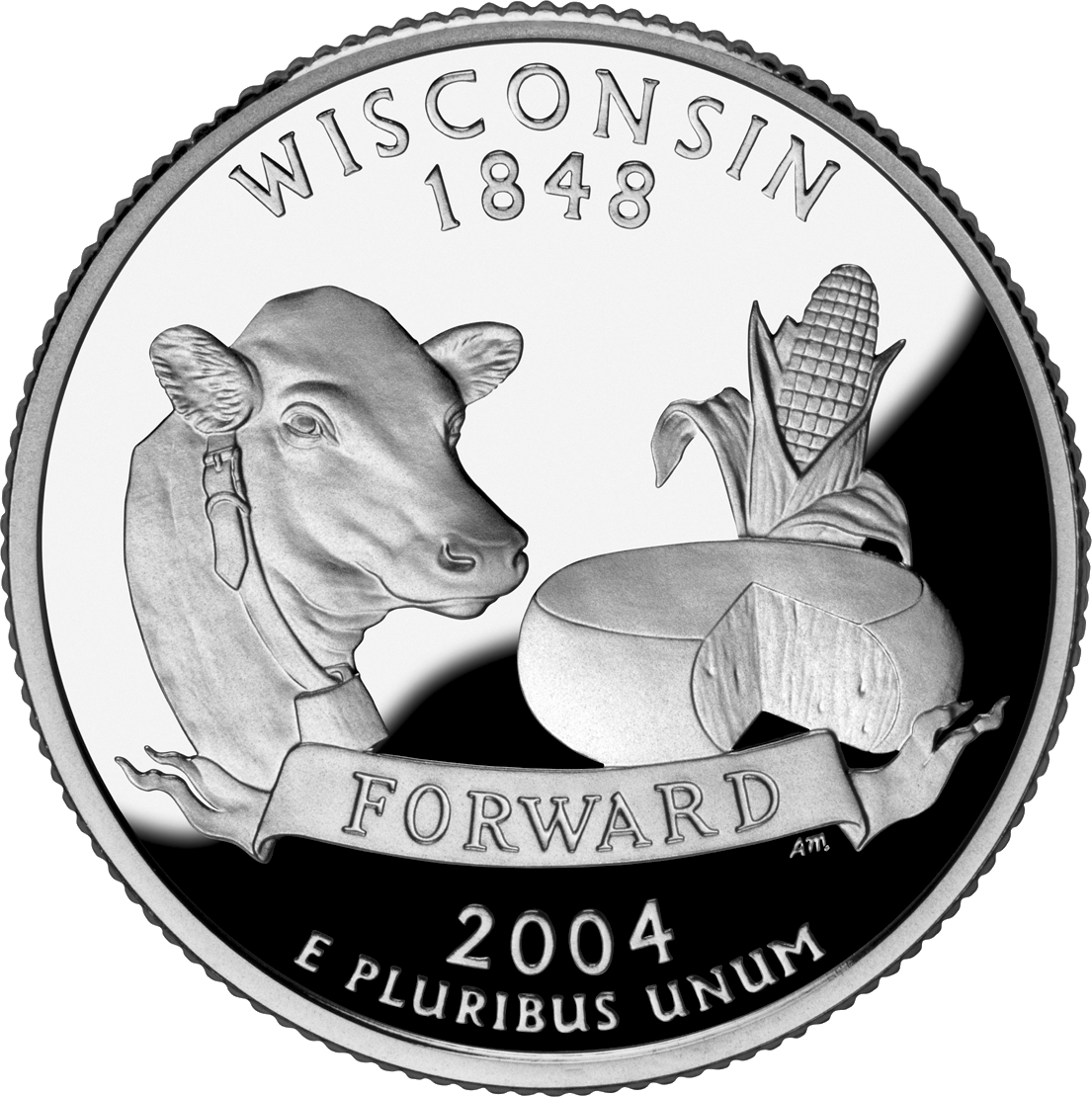 2004 Wi Proof - 2004 Wisconsin State Quarter (1105x1110), Png Download