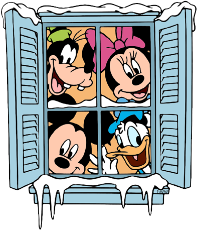 Winter Clipart Minnie - Mickey Mouse Window Clipart (400x468), Png Download
