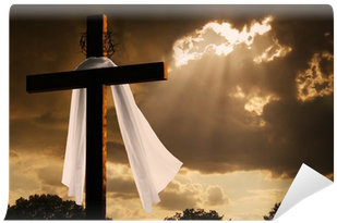 Dramatic Lighting On Easter Cross As Storm Clouds Break - Jesus Crucified Good Friday (400x400), Png Download