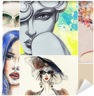 Beautiful Woman Face - Art Print: Ismagilova's Beautiful Woman. Watercolor (400x400), Png Download