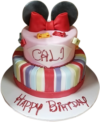 Minnie Mouse Bow Tiered Cake - Minnie Mouse (500x500), Png Download