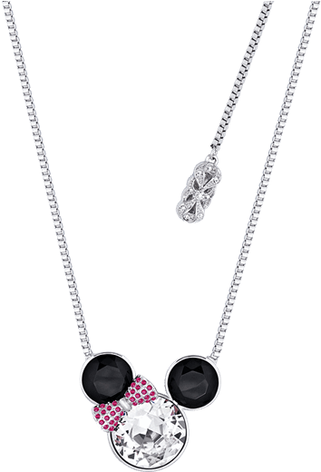 White Gold Plated Large Minnie Mouse Necklace (600x600), Png Download