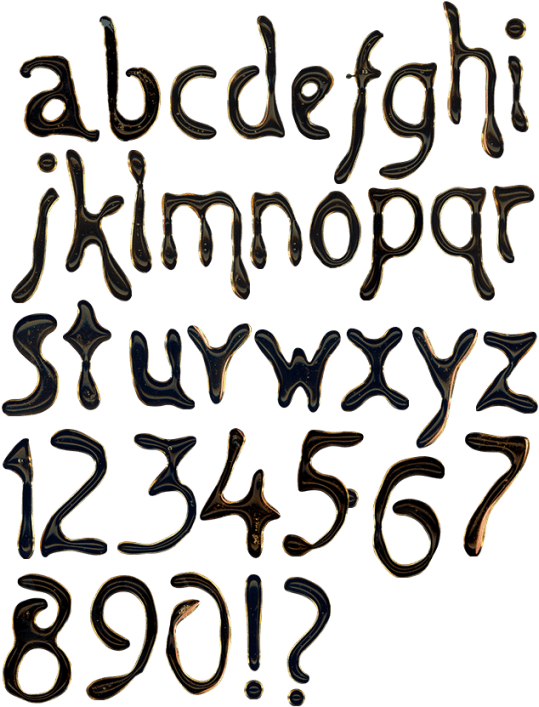 Black Liquid 3d Food Font - Transparent Extravagant Alphabet Png (595x733), Png Download