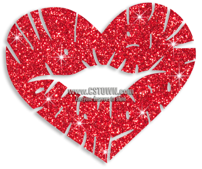Custom Best Sparkle Heart Shape Red Lips Diamante Iron - Stock Photography (450x450), Png Download