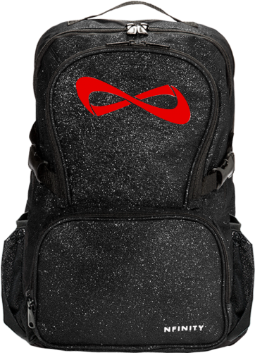 Black Sparkle Nfinity Backpack With Teal Logo (500x500), Png Download