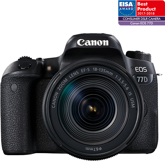 Canon Eos 77d 24.2 Mp Slr - Ef-s 18-135mm Is Usm Lens (580x580), Png Download