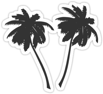 Palm Tree Black And White Silhouette Stickers Redbubble - 5'x7'area Rug (375x360), Png Download