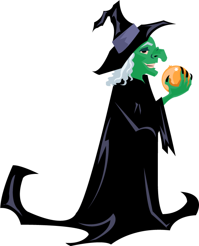 Holidays Halloween Green Witch With Orb - Green Witch Clipart (675x794), Png Download
