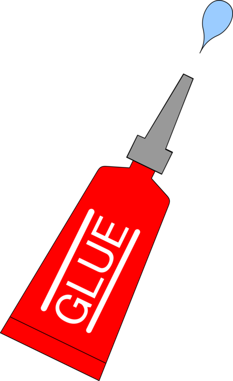 Paper Adhesive Glue Stick Tube Paint - Red Glue Clipart (458x749), Png Download