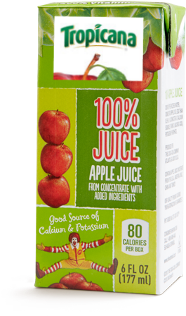 Mcdonald's Tropicana Apple Juice Box - Apple Juice From Mcdonalds (444x507), Png Download