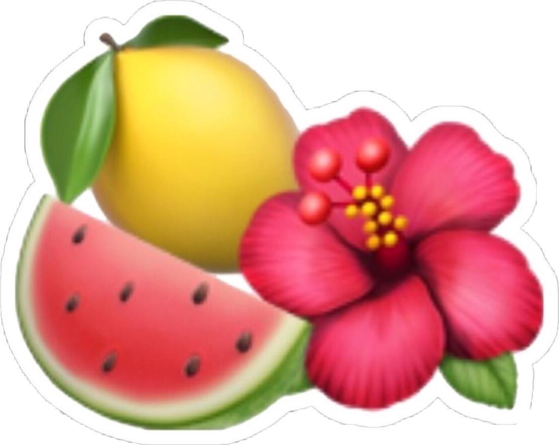 Lemon Watermelon Emoji Tumblr Tropical Iphoneemoji - Emoji De Una Flor (1113x885), Png Download