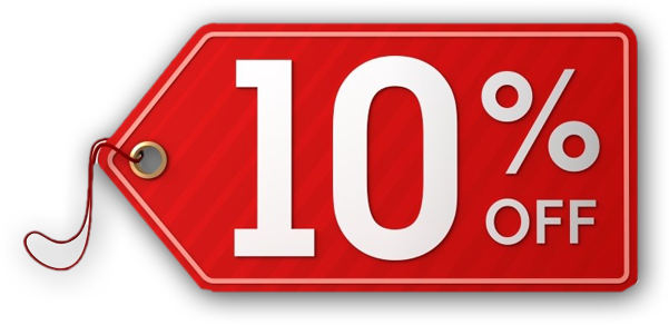 10 Percent Discount Tag - 10% Discount Tag Png (601x292), Png Download
