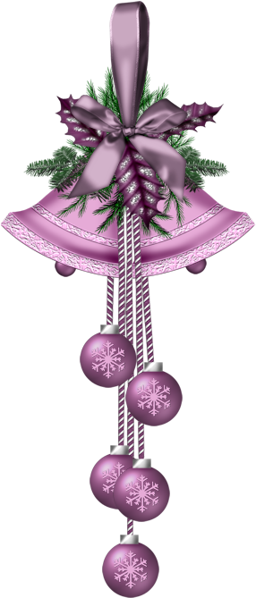 Christmas Purple Bells And Ornaments Clip Art - Purple Christmas Bells (296x679), Png Download