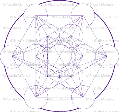 Purple Metatrons Cube 40cms Diameter - Metatron's Cube (400x378), Png Download