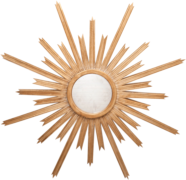 Starburst Gold Leaf Mirror With Antique Mirror Inset - Worlds Away Starburst Accent Mirror (800x800), Png Download