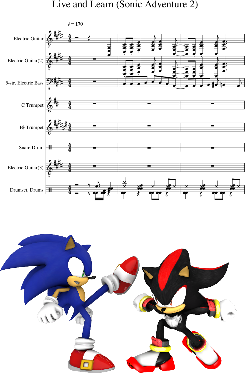 Live And Learn Sheet Music 1 Of 31 Pages - Shadow The Hedgehog (850x1400), Png Download