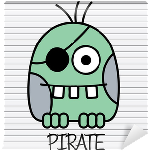 Little Funny Green Monster Pirate With Eye Patch Wall - Eyepatch (400x400), Png Download