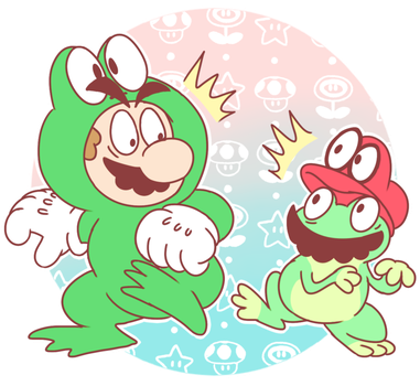 Frog Marios By Master-rainbow - Frog Mario Fanart (381x350), Png Download