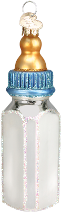 Baby Bottle Glass Ornament By Old World Christmas, (516x516), Png Download